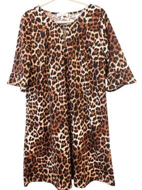 Harlow and Rose Women Size L Large Leopard Print Dress Relaxed Fit